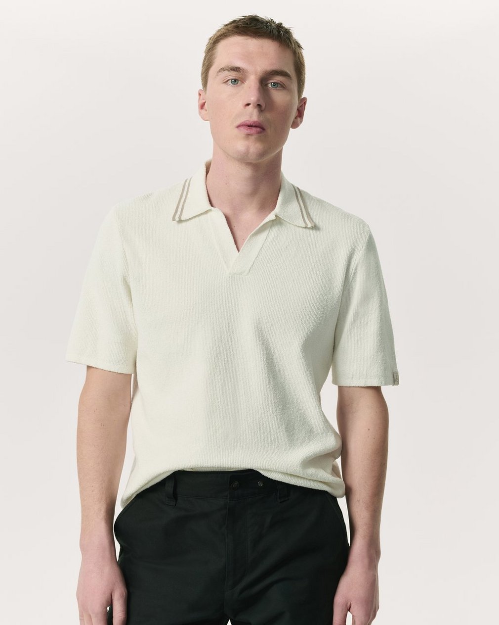 Zuma Johnny Collar Knit Polo Shirt - Ivory - Image 2