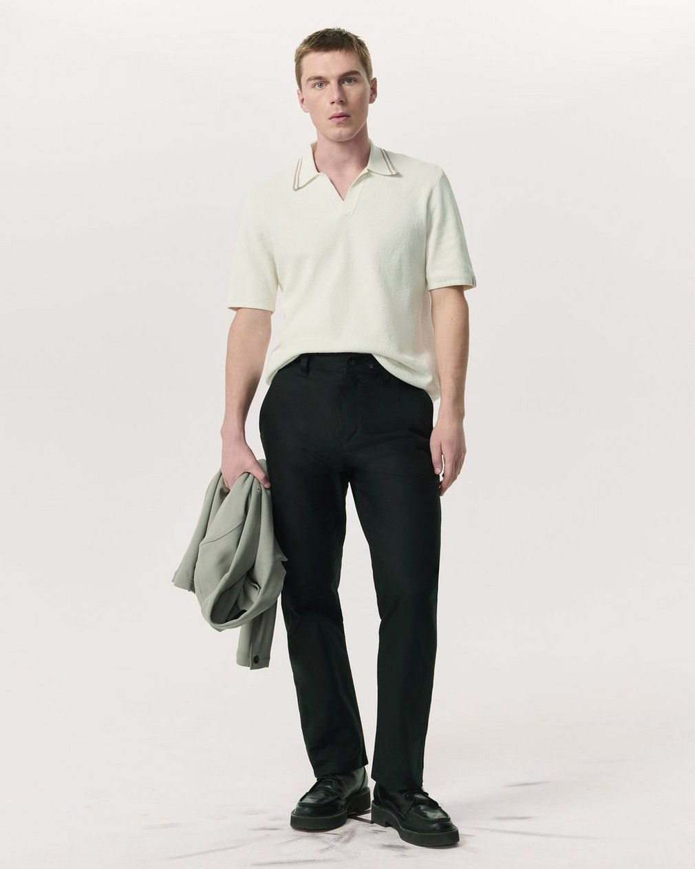 Zuma Johnny Collar Knit Polo Shirt - Ivory - Image 4