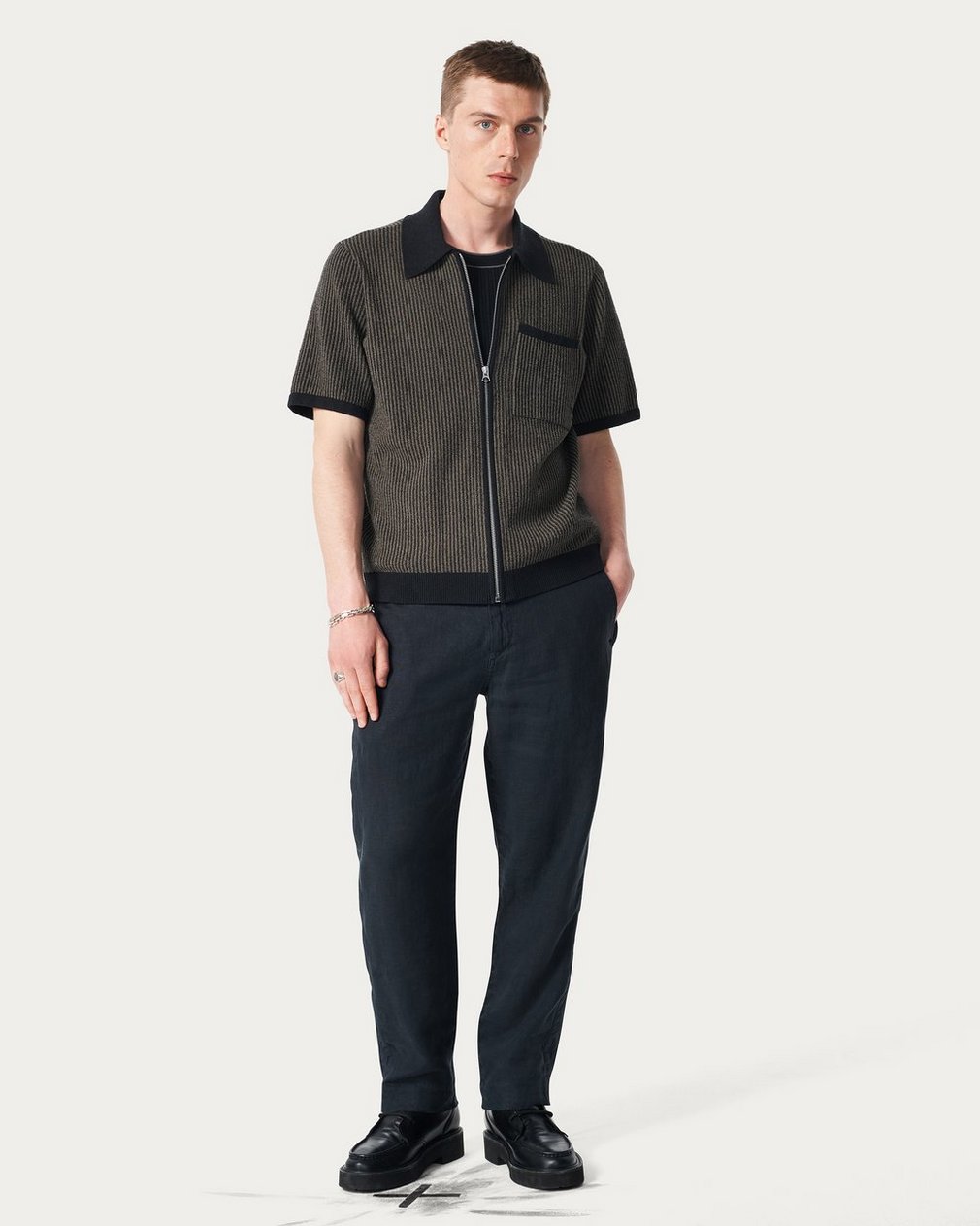 Zuma Zip Knit Polo Shirt - Black - Image 3