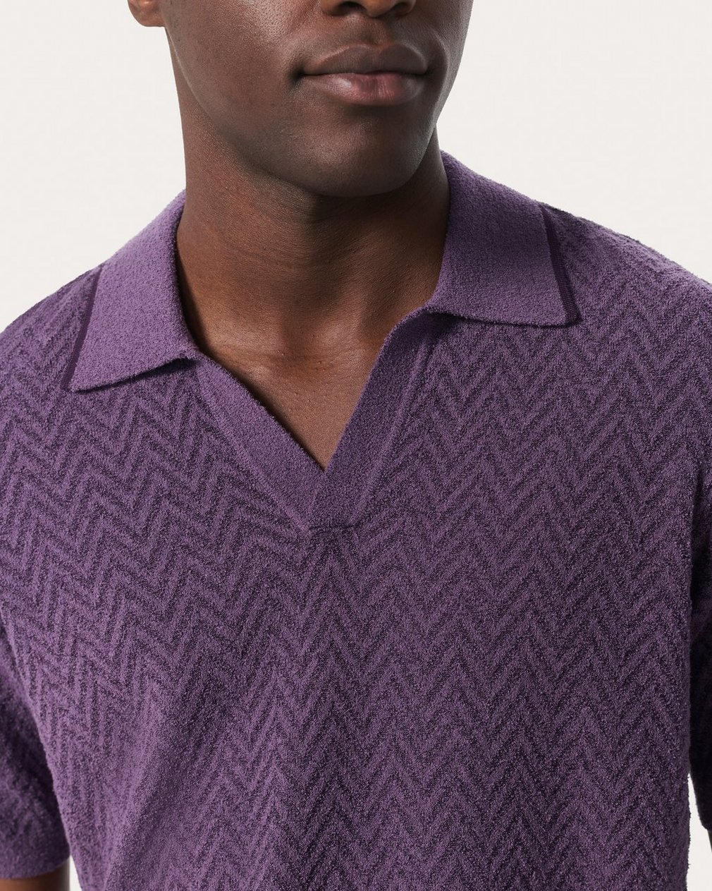 Zuma Herringbone Knit Polo Shirt - Washed Violet - Image 4