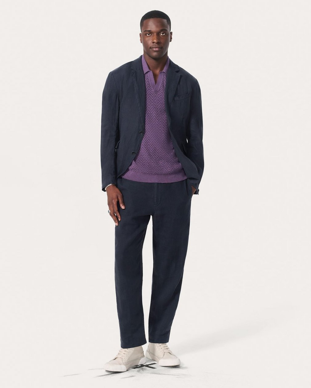 Zuma Herringbone Knit Polo Shirt - Washed Violet - Image 6