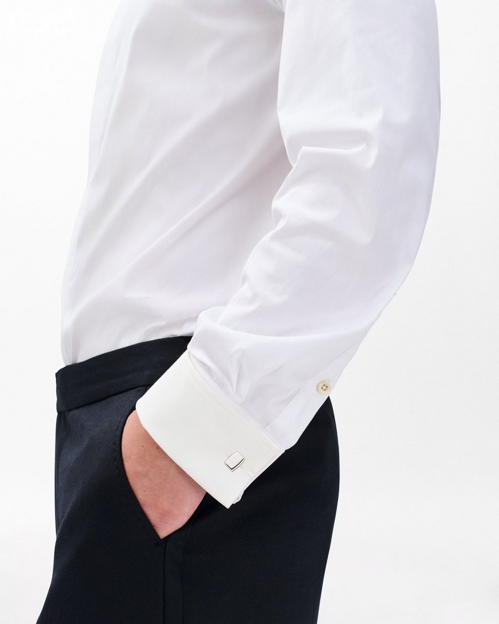 Patrick Poplin Tuxedo Shirt - White - Image 4