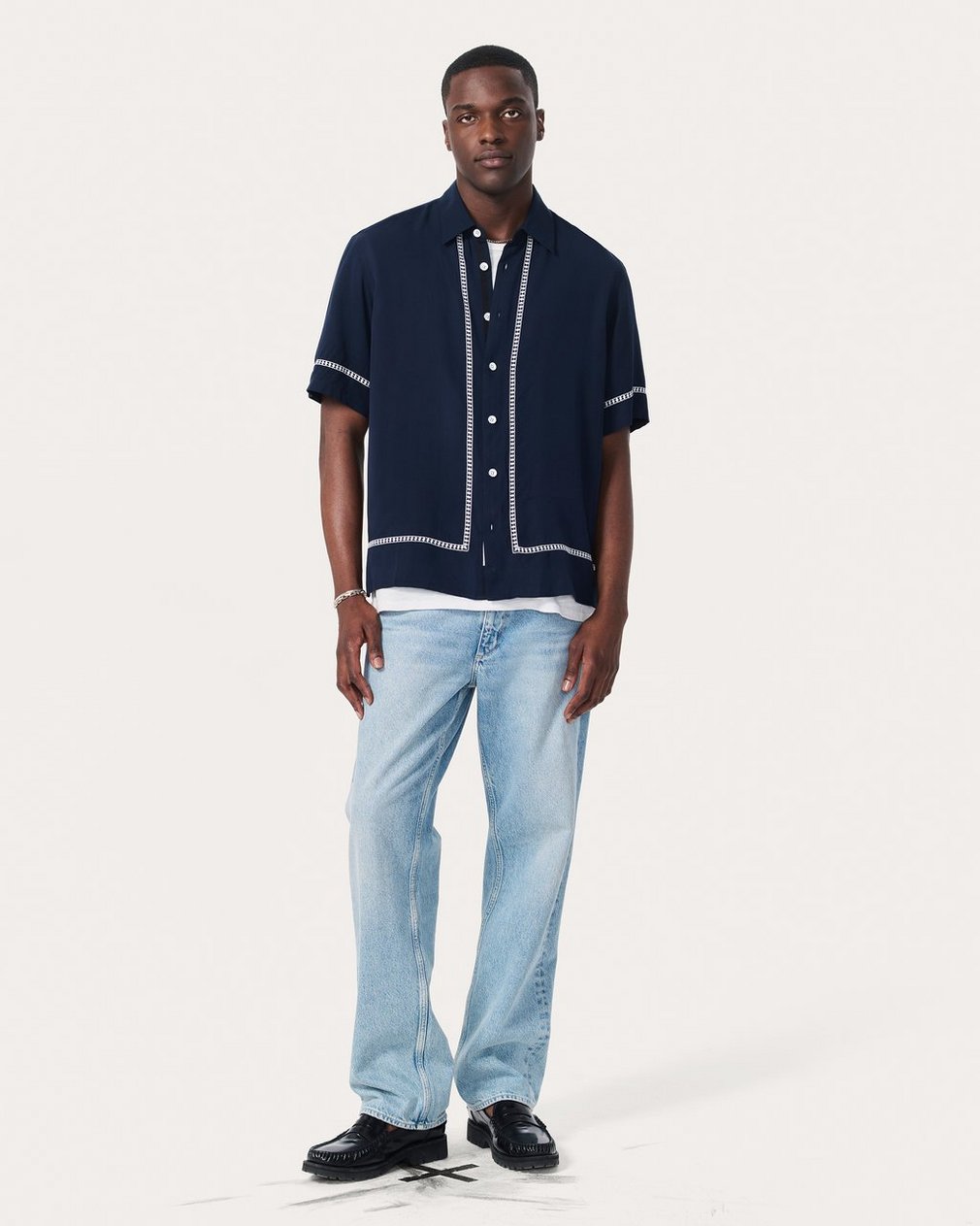 Dalton Embroidered Shirt - Blue Ezra Stripe - Image 3