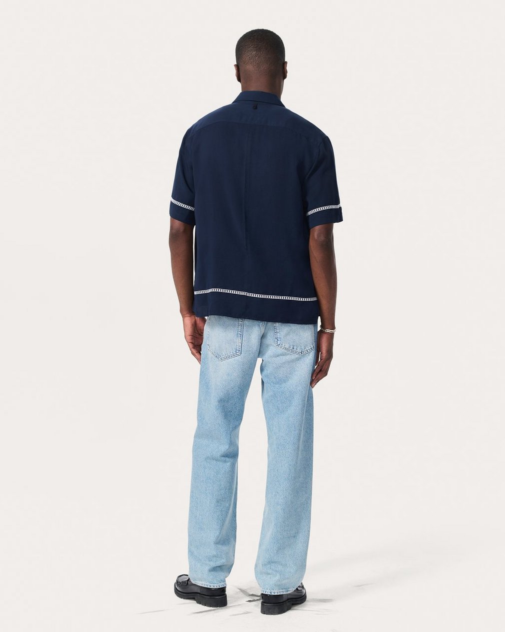 Dalton Embroidered Shirt - Blue Ezra Stripe - Image 6