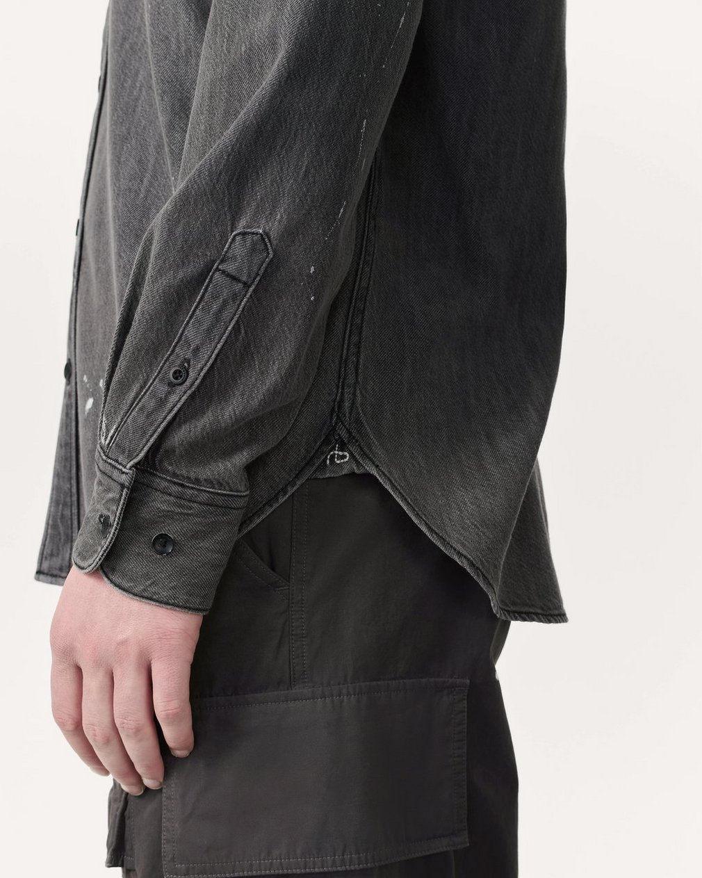 Finch Hand-Painted Denim Shirt - Painted Charcoal - Image 6