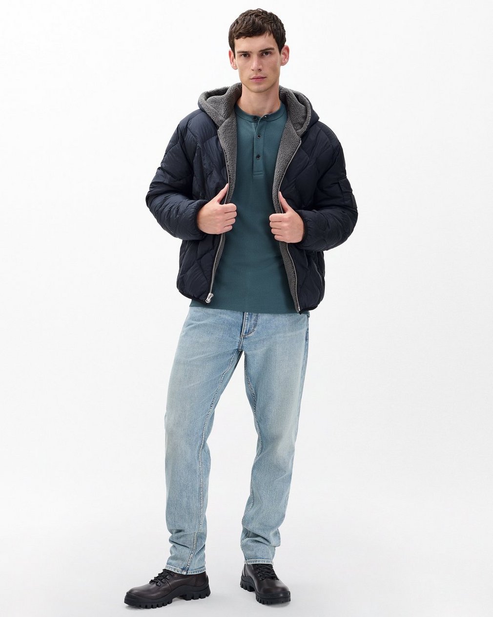 Tech Waffle Henley - Slate - Image 3