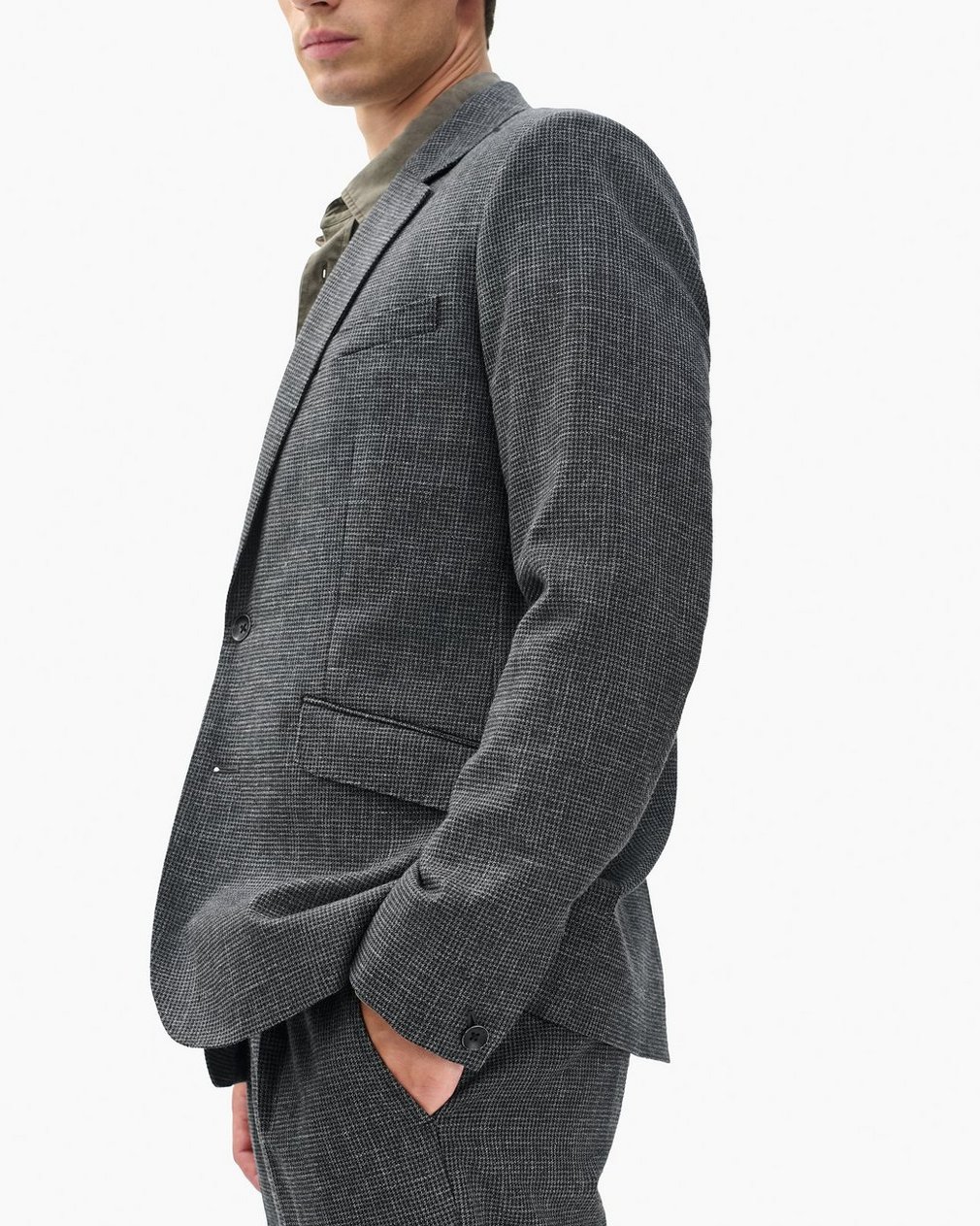 Butler Italian Houndstooth Blazer - Black/Grey - Image 4