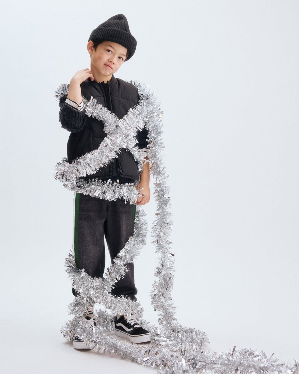 Mini Miramar Track Pants - Washed Black with Green & White Stripe - Image 2